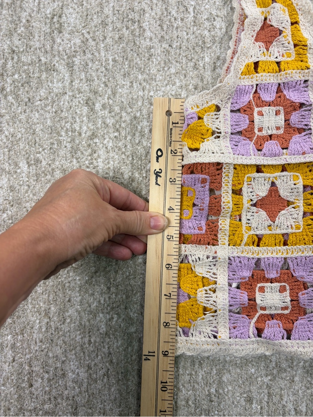 Rebellion Crochet Square-Panel Tank Top in Lavender, Mustard & Rust - Picture 5 of 6